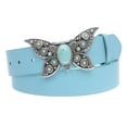 thumbnail image 1 of Women's Casual Jean Belt with Perforated Turquoise Stone Butterfly Belt Buckle, 1 of 5