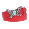 thumbnail image 1 of Women's Casual Jean Belt with Perforated Turquoise Stone Butterfly Belt Buckle, 1 of 5