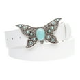 thumbnail image 1 of Women's Casual Jean Belt with Perforated Turquoise Stone Butterfly Belt Buckle, 1 of 5
