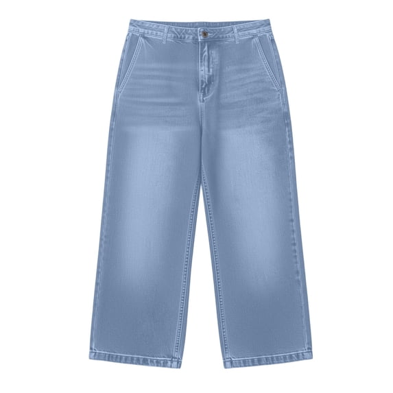 Women's Casual Jean Capris - Ladies Cropped Denim Pants with Pockets for Office Work Travel Vacation Lightweight All Match Straight Leg Denim Short Trousers Sky Blue L
