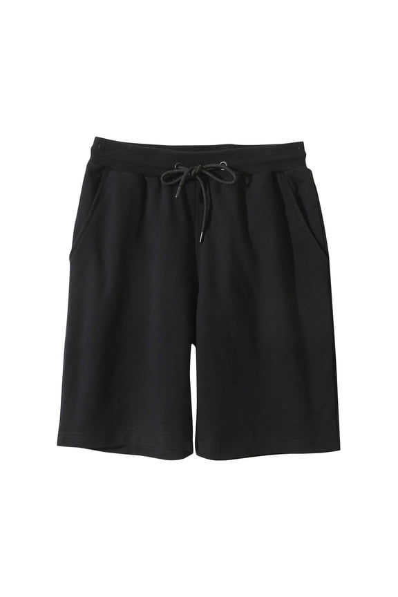 Women's Casual Jersey Bermuda Shorts with Drawstring Elastic Waist Soft Sweatshorts Black,M