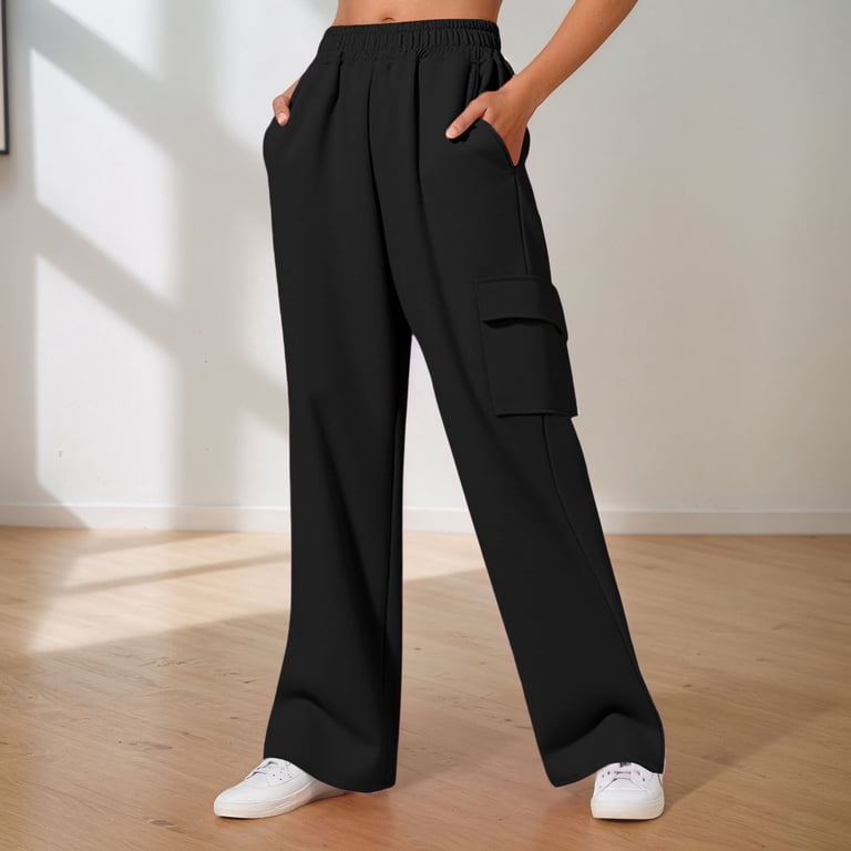Cosmolle Women's Stretch Ankle Pants - Deep Pockets, Elastic Waist, 7/8 Length For Golf & Lounge
