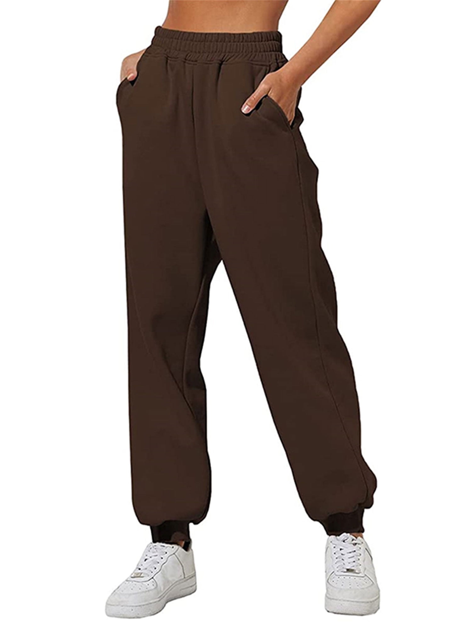Women's Casual Jogger Pants High Waist Cinch Bottom Sweatpants Thicken