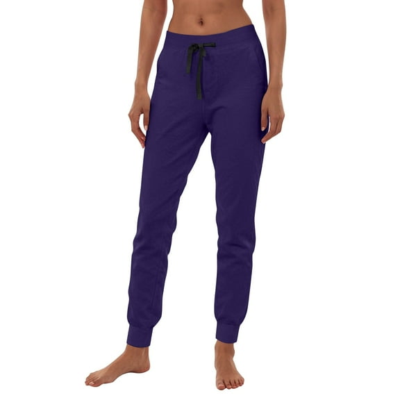 Women's Casual Jogging Pants With Drawstring Pockets Soft Trousers Sport Pants Purple L