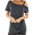 thumbnail image 1 of Women's Casual Kink Short Sleeve T-shirt Short Sleeve Slant Shoulder Top/shirt, 1 of 8