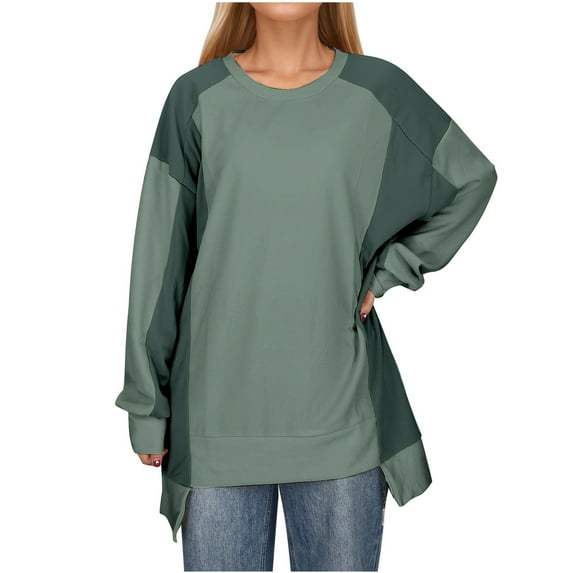 Women's Casual Knit Pullover Round Neck Long Sleeve Sports Sweatshirt Soft Comfortable Loose Fit Fashion Tops
