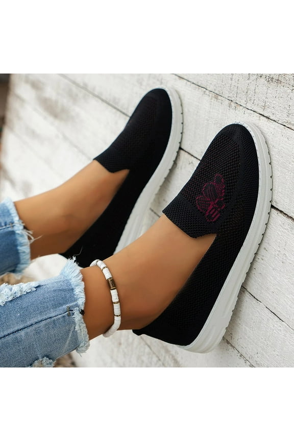 Women's Casual Knitted Loafers Cute Slip On Comfort Walking Flats Fashion Closed Toe Boat Shoes 2024 Clearance Sale