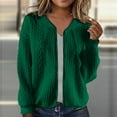 thumbnail image 1 of Women's Casual Knitted Sweater Jacket with Zippered Front and Solid Color Long Sleeve, 1 of 6