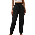 thumbnail image 1 of Women's Casual Knot Front Paperbag Waist Carrot Pants with Pockets, 1 of 6