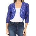 thumbnail image 1 of Women's Casual Lace Bolero Crochet Open Cardigan 3/4 Sleeve Sheer Cover Up Jacket, 1 of 6