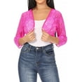 thumbnail image 1 of Women's Casual Lace Bolero Crochet Open Cardigan 3/4 Sleeve Sheer Cover Up Jacket, 1 of 6