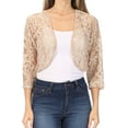 thumbnail image 1 of Women's Casual Lace Bolero Crochet Open Cardigan 3/4 Sleeve Sheer Cover Up Jacket, 1 of 6
