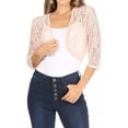 thumbnail image 1 of Women's Casual Lace Bolero Crochet Open Cardigan 3/4 Sleeve Sheer Cover Up Jacket, 1 of 6