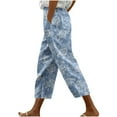 thumbnail image 1 of Women's Casual Lantern Harem Loose Capri Pants Trendy Floarl High Waisted Drawstring Printed Bohemian Capris Trousers, 1 of 5