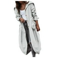 thumbnail image 1 of Women's Casual Lapel Collar Button Up Pocketed Long Shacket Coat Long Jackets, 1 of 2