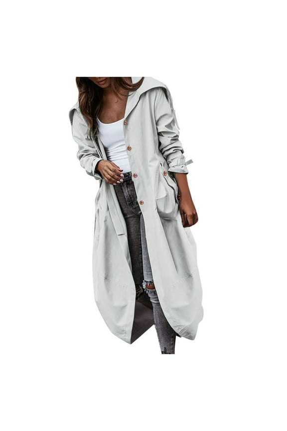 Women's Casual Lapel Collar Button Up Pocketed Long Shacket Coat Long Jackets
