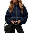 thumbnail image 1 of Women's Casual Lapel Full Zip Fleece Lined Long Sleeve Oversized Warm Coat with Pockets, 1 of 8