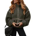 thumbnail image 1 of Women's Casual Lapel Full Zip Fleece Lined Long Sleeve Oversized Warm Coat with Pockets, 1 of 9