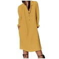 thumbnail image 1 of Women's Casual Lapel Shirt Dress Loose Fit Fashion Solid Color Comfortable Stylish Summer Outfit Versatile Elegant Trendy, 1 of 1