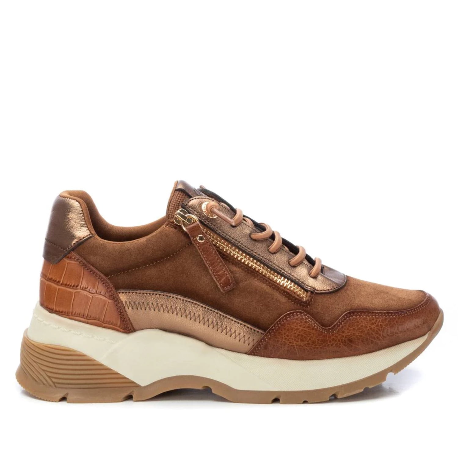 Women's Casual Leather Sneakers Carmela Collection By XTI 161059 Camel ...