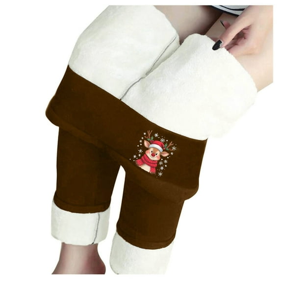 Women's Casual Leggings Warm Winter Pants Elastic Waist Solid Color Trousers Comfortable Fall Slacks