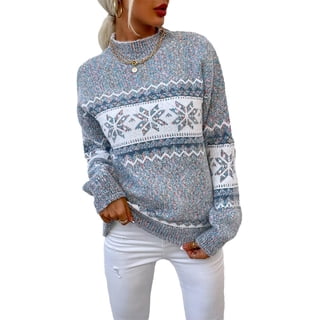 Women’s Casual Leopard Print Knitted Pullover Sweaters Long Sleeve Crew Neck Jumper Tops