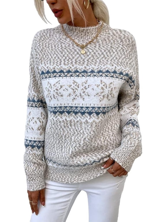 Sweaters for Women, Women's Sweaters Casual Knitted Pullover Sweaters Long Sleeve Mock Neck Tops, Fall Winter Fashion Clothing