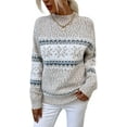 thumbnail image 1 of Women’s Casual Leopard Print Knitted Pullover Sweaters Long Sleeve Crew Neck Jumper Tops, 1 of 6
