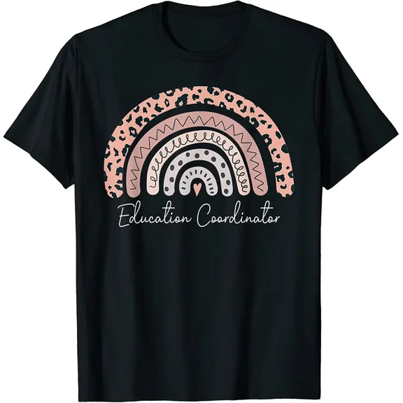 Women's Casual Leopard Rainbow Education Coordinator T-Shirt