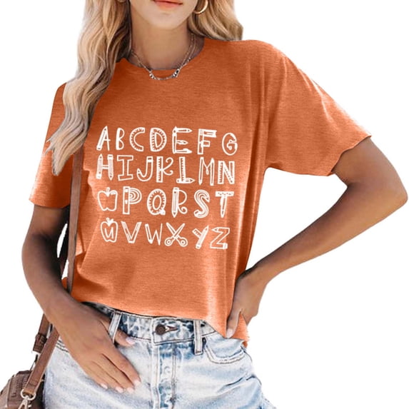 Women's Casual Letter Print Short Sleeve T Shirt Top | Trendy Summer Graphic Tees | Soft And Comfortable | S XXL Long Sleeve Tops for Women Loose T Shirts Juniors Graphic Tops Tee Shirt Women T Shirt
