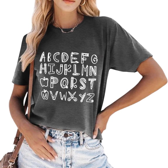 Women's Casual Letter Print Short Sleeve T Shirt Top | Trendy Summer Graphic Tees | Soft And Comfortable | S XXL Long Sleeve Tops for Women Loose T Shirts Juniors Graphic Tops Tee Shirt Women T Shirt