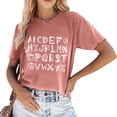 thumbnail image 1 of Women's Casual Letter Print Short Sleeve T Shirt Top | Trendy Summer Graphic Tees | Soft And Comfortable | S XXL Long Sleeve Tops for Women Loose T Shirts Juniors Graphic Tops Tee Shirt Women T Shirt, 1 of 5