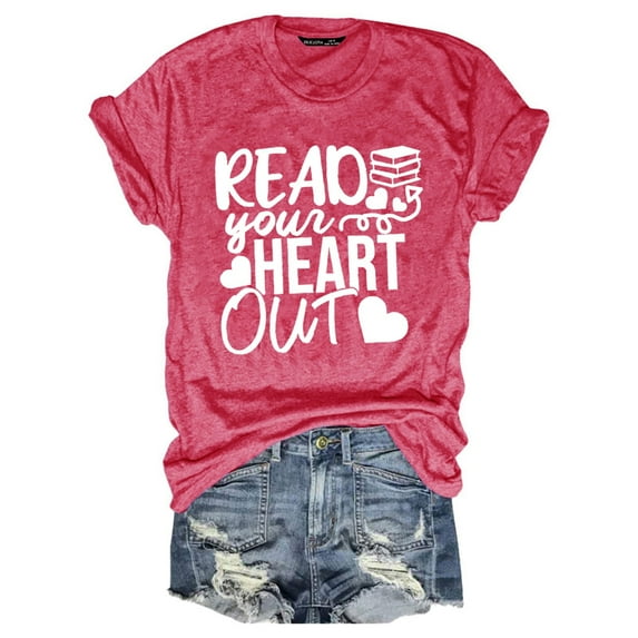 Women's Casual Letter Print V Neck Tee Short Sleeve Top, Lightweight & Breathable Polyester, with Color Options, Ideal for Everyday Wear, Size Chart Included