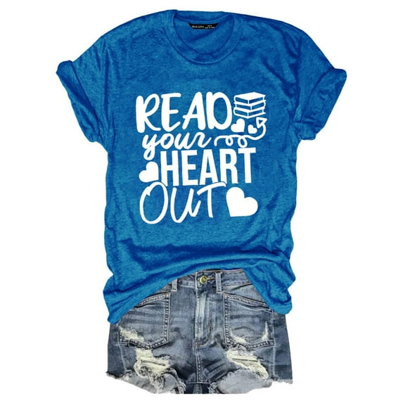 Women's Casual Letter Print V Neck Tee Short Sleeve Top, Lightweight & Breathable Polyester, with Color Options, Ideal for Everyday Wear, Size Chart Included