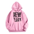 thumbnail image 1 of Women's Casual Letter Printed Hoodie Crew Neck Pocket City Stylish Comfortable Pullover Sweatshirt, 1 of 2