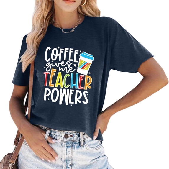 Women's Casual Letter Printed Solid Color Pullover Round Neck Short Sleeve T Shirt Turtle Neck Top Pack for Women Long Sleeve Tees for Women Pack T Shirt Women Pack Shirts for Summer Women Compression