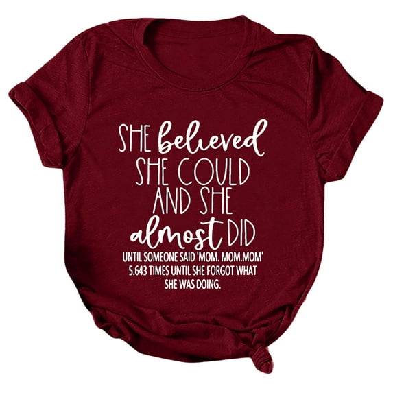 Women's Casual Letter Printed T-Shirt Loose Round Neck Short Sleeve Fashion Top Comfortable Everyday Wear