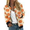 thumbnail image 1 of Women's Casual Lightweight Bomber Jacket with Cute Ghost Pattern Zip Up Coat for Fall and Winter, 1 of 5
