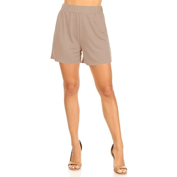 Women's Casual Lightweight Elastic High Waist Loose Fit Basic Solid Pants Shorts S-3XL