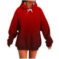 thumbnail image 1 of Women's Casual Lightweight Hoodies Long Sleeve White Drawstring Sweatshirts Loose Pullovers with Pocket 1-Red L, 1 of 5