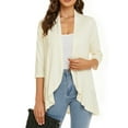 thumbnail image 1 of Women's Casual Lightweight Open Front Cardigans Soft Draped Ruffles 3/4 Sleeve Cardigan Open Front Cardigan Draped Ruffles Soft Knit Sweaters, 1 of 6
