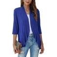 thumbnail image 1 of Women's Casual Lightweight Open Front Cardigans Soft Draped Ruffles 3/4 Sleeve Cardigan Open Front Cardigan Draped Ruffles Soft Knit Sweaters, 1 of 3