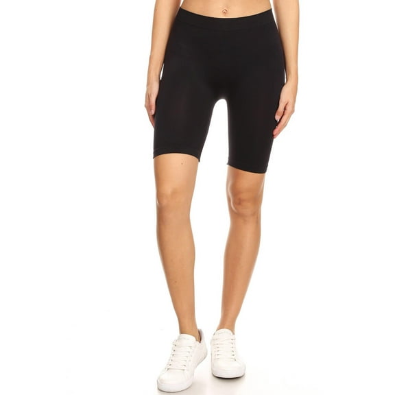 Women's Casual Lightweight Stretch Elastic Waist Solid Basic Mini Biker Shorts One-Size