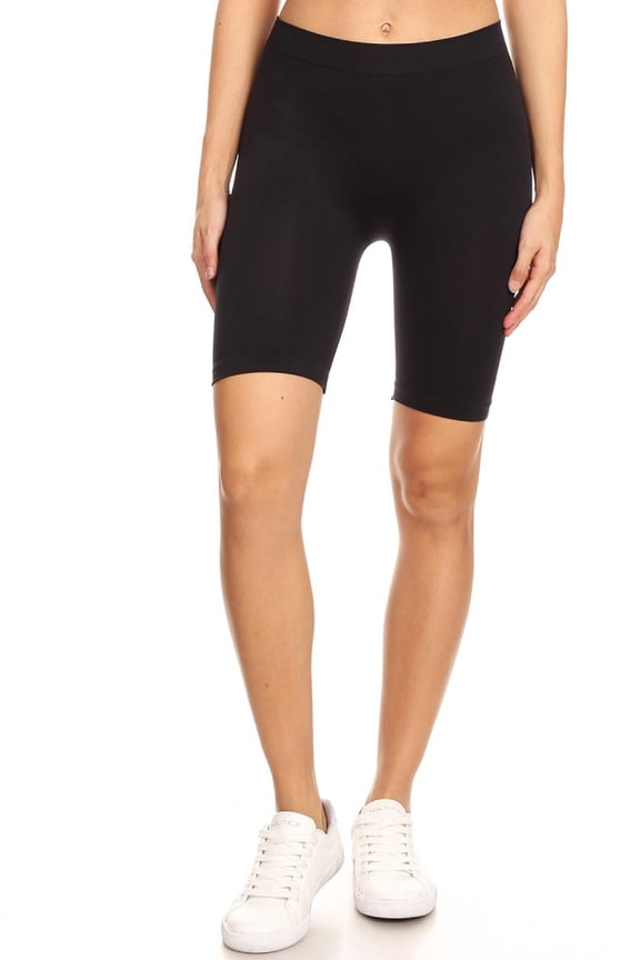 Women's Casual Lightweight Stretch Elastic Waist Solid Basic Mini Biker Shorts One-Size
