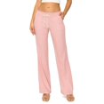 thumbnail image 1 of Women's Casual Linen Pants 32" Inseam Oceanside Drawstring Smocked Waist Lounge Beach Pants with Pockets, 1 of 10