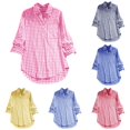 thumbnail image 1 of Women's Casual Linen Plaid Collar Long Sleeve Retro Button Up Shirt, 1 of 6