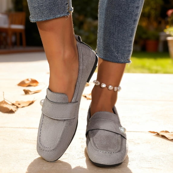Women's Casual Loafers, Comfortable Flats for Women Round Toe Slip on Shoes, Versatile Spring Loafers for Daily Wear and Outdoor Outings