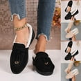 thumbnail image 1 of Women's Casual Loafers Comfortable Plus Velvet Warm Round Toe Low-Top Slip-On Shoes for Indoor and Outdoor Use, 1 of 9