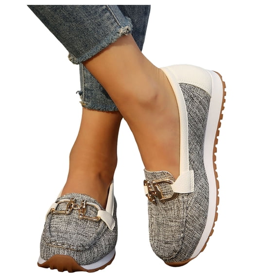 Women's Casual Loafers Comfortable Slip On Orthopedic Shoes Non Slip Sneakers with Arch Support Fashion Business Walking Shoes Beige Size 10