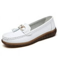 thumbnail image 1 of Women's Casual Loafers Slip On Leather Shoes Lightweight Casual Walking Shoes Female Moccasins Classic Penny Loafer Flats Boat Shoes, 1 of 9